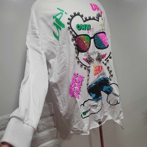 Sweater Long Sleeve Shirt Womens or Men's Multicolor I Love YI XUAN by gigi 1998 - Picture 2 of 3